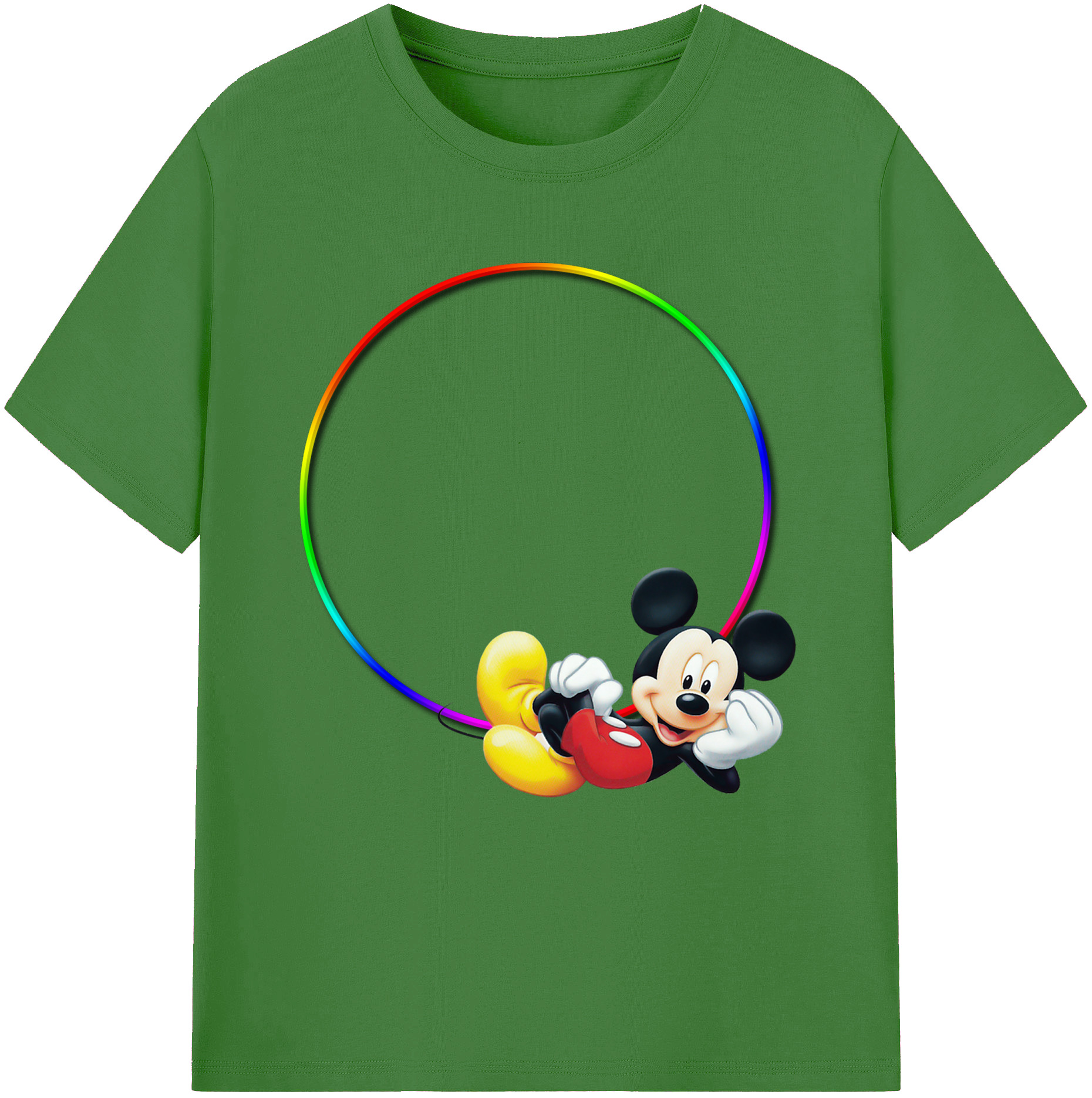 （画像用） ミッキーマウス Mickey Mouse レディースカジュアルプリントTシャツ（綿100％）